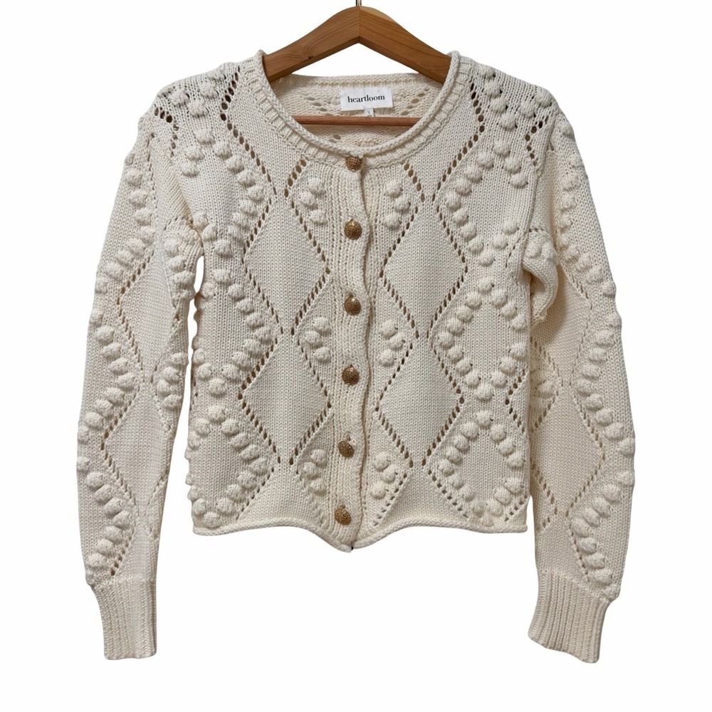 REVOLVE Heartloom Flynn Textured Cardigan Size S Ivory Feminine Cottagecore